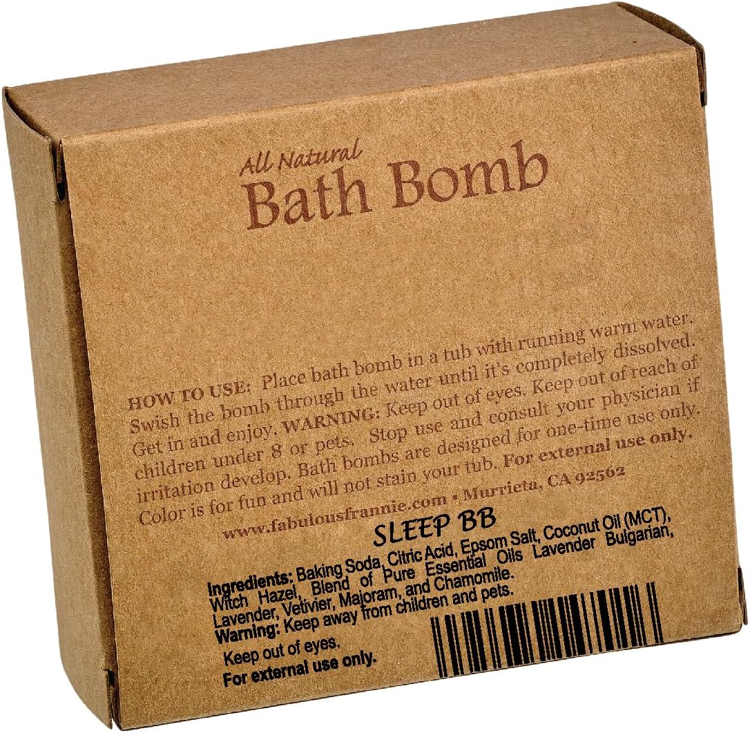 Fabulous Frannie Sleep Natural, Handmade Bath Bomb Set, Rich in Essential Oil, Mineral Salt, Coconut Oil, Witch Hazel, Fizzies to Moisturize Skin 2.5oz (Pack of 1)