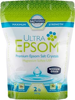 SaltWorks Ultra Epsom Premium Bath Salt, Medium Grain, 2 Pound Bag