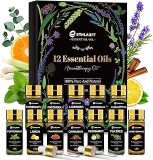 Essential Oils Set, 12 pcs Pure Essential Oil for Diffuser, Humidifiers, Skin Care, Massage, Fragrance Oil Scent for DIY Candle and Soap Making, Gift for Friend
