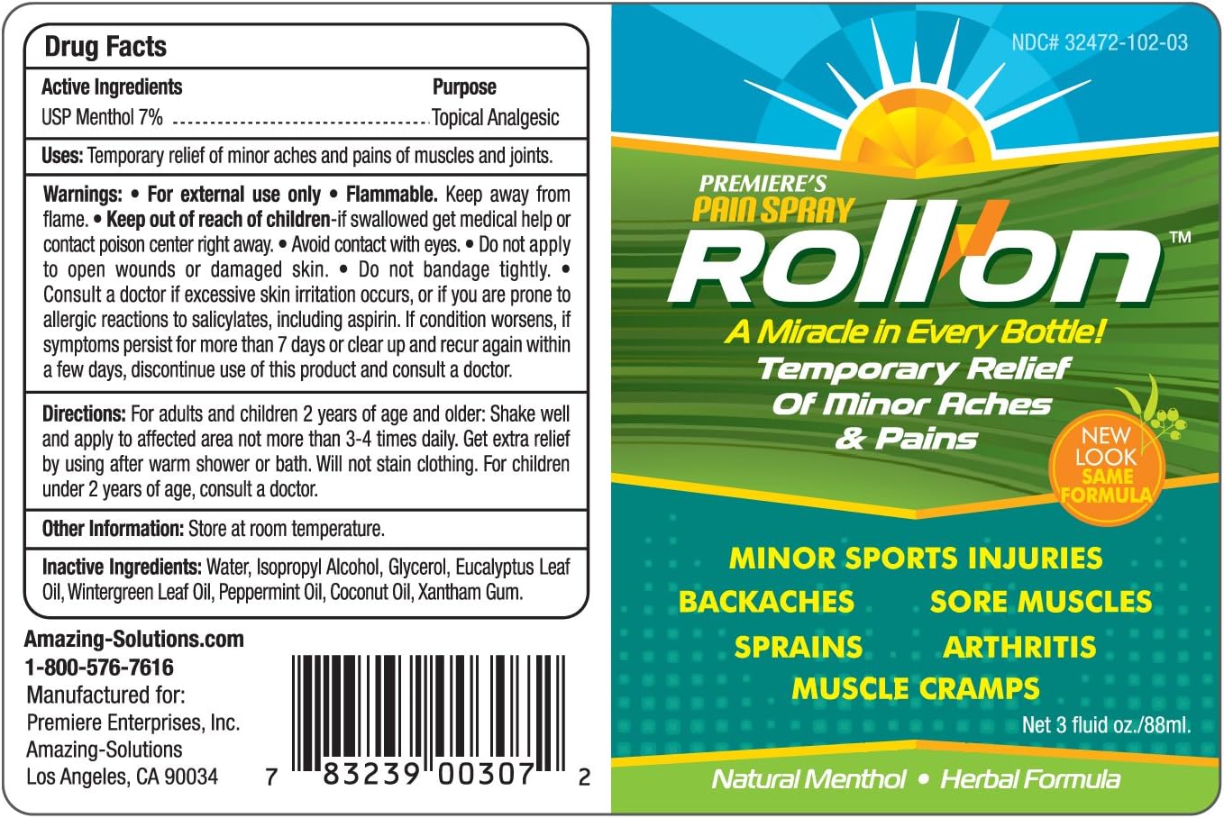 All-Natural Menthol & Peppermint Roller Herbal Blend for Joint and Nerve Pain, Muscle Soreness, Sprains, Cramps, Sports Injuries, Back Pain & Neck Shoulder Aches - 3 Pack