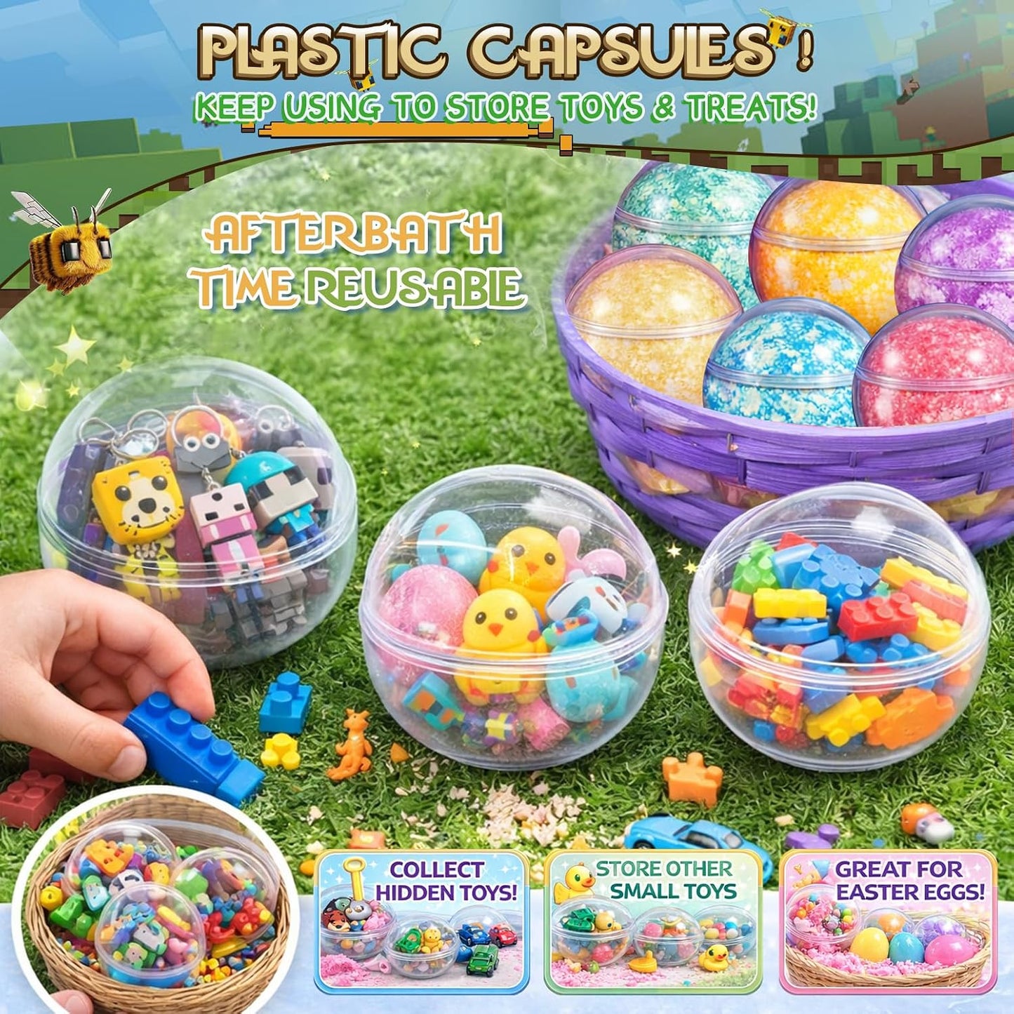 Bath Bombs for Kids: 3 in 1 Build My Own World Dig a Bath Bombs with Toys Inside, Organic Bath Bomb Rich in Natural Essential Oils, Kids Bath Bomb for Dry Skin Moisturize, Summer Party Favors(6 Pcs)