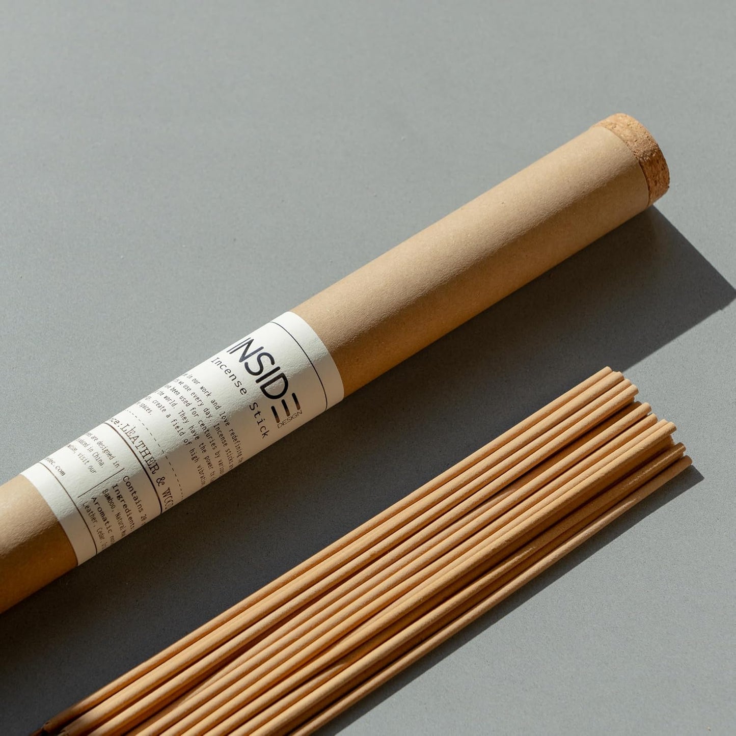 Leather & Wood Incense Sticks – 11 Inch, Long Lasting (Up to 1 Hour Burn), Low Smoke, Clean Burn, Lab-Tested – 20 Sticks – Inside Design
