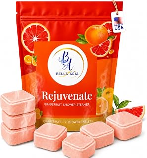 Grapefruit Shower Steamers Aromatherapy – 7 Long Lasting Essential Oil Shower Bombs – Large Spa Tablets for Rejuvenation – Made in USA, Self Care Gift for Men & Women