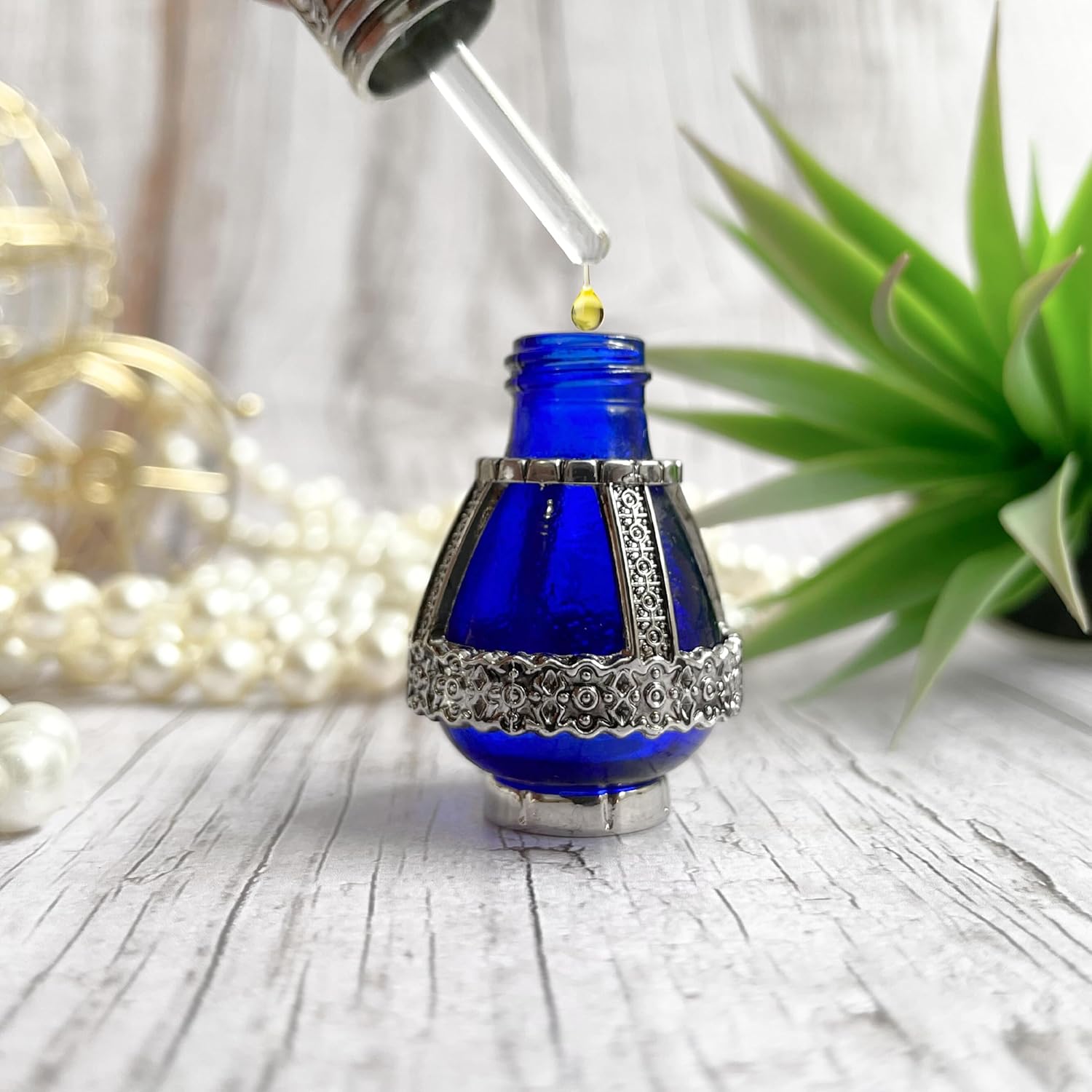 Spikenard Anointing Prayer Oil in Reusable Blue Cobalt Glass Vial 0.24fl.oz/7ml