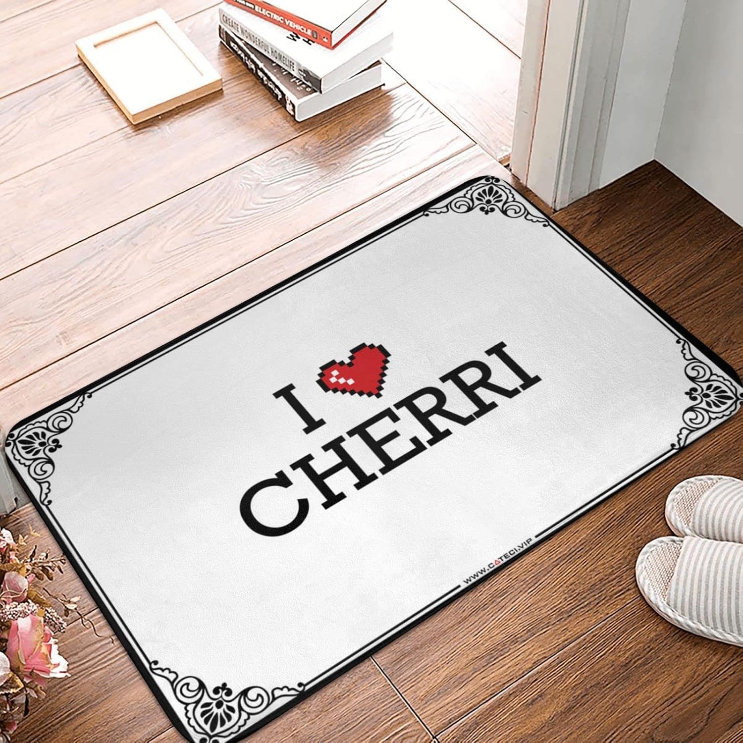 Anti-Fatigue Cushioned Kitchen Bathroom Mat - I Love Cherri Cool Room Decorations | Bubble Bath Mat Tub Spa Massager for Square Shower - Foot & Horror/Stair(65X90CM)