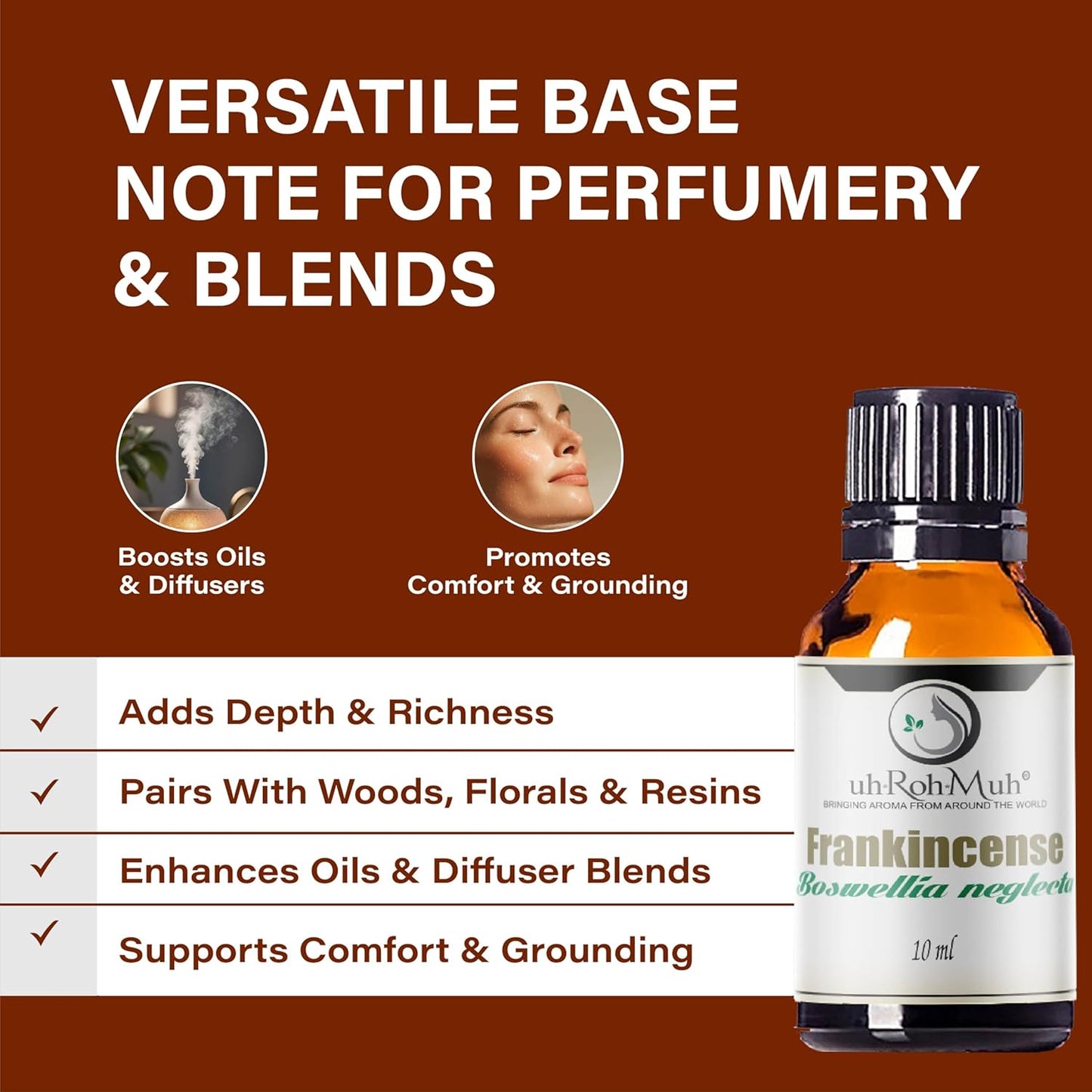 Frankincense Neglecta Essential Oil - Steam Distilled Boswellia Neglecta, Resin Oil, Warm Woody Aroma Base Note for Aromatherapy, Skincare, Massage, and DIY Cosmetic Blends - Ethiopia - 10 ml