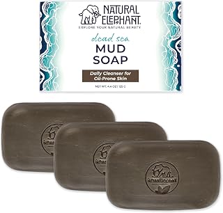 Natural Elephant Dead Sea Mud Soap Bar | Mineral-Rich Face & Body Cleanser with Natural Dead Sea Minerals | 4.4 oz (125 g) Pack of 3
