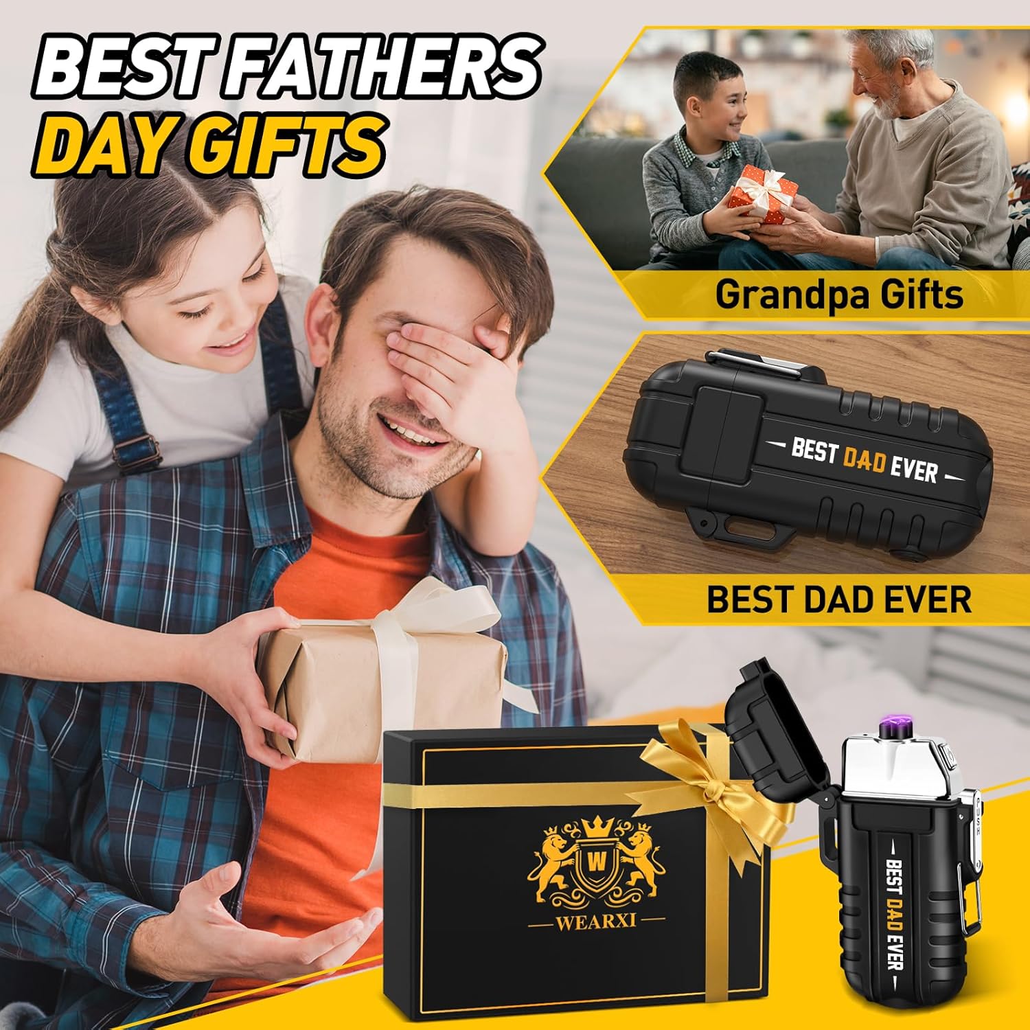 WEARXI Stocking Stuffers for Men, Electric Lighters Gifts for Men, Mens Gifts for Christmas Mens/Boyfriend, Fathers Day Dad Gifts for Him/Husband, Camping Essentials (Best Dad Ever Special Version)