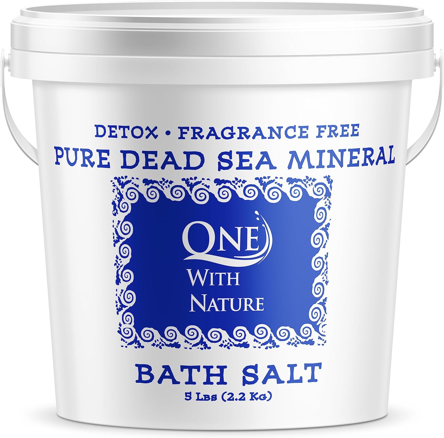 One with Nature 100% Dead Sea Bath Salt for Soaking - 5LB Unscented with High Mineral Content, Magnesium, Sulfur, Zinc, Potassium. Skin Nourishing and Exfoliating. Resealable and Recyclable Container