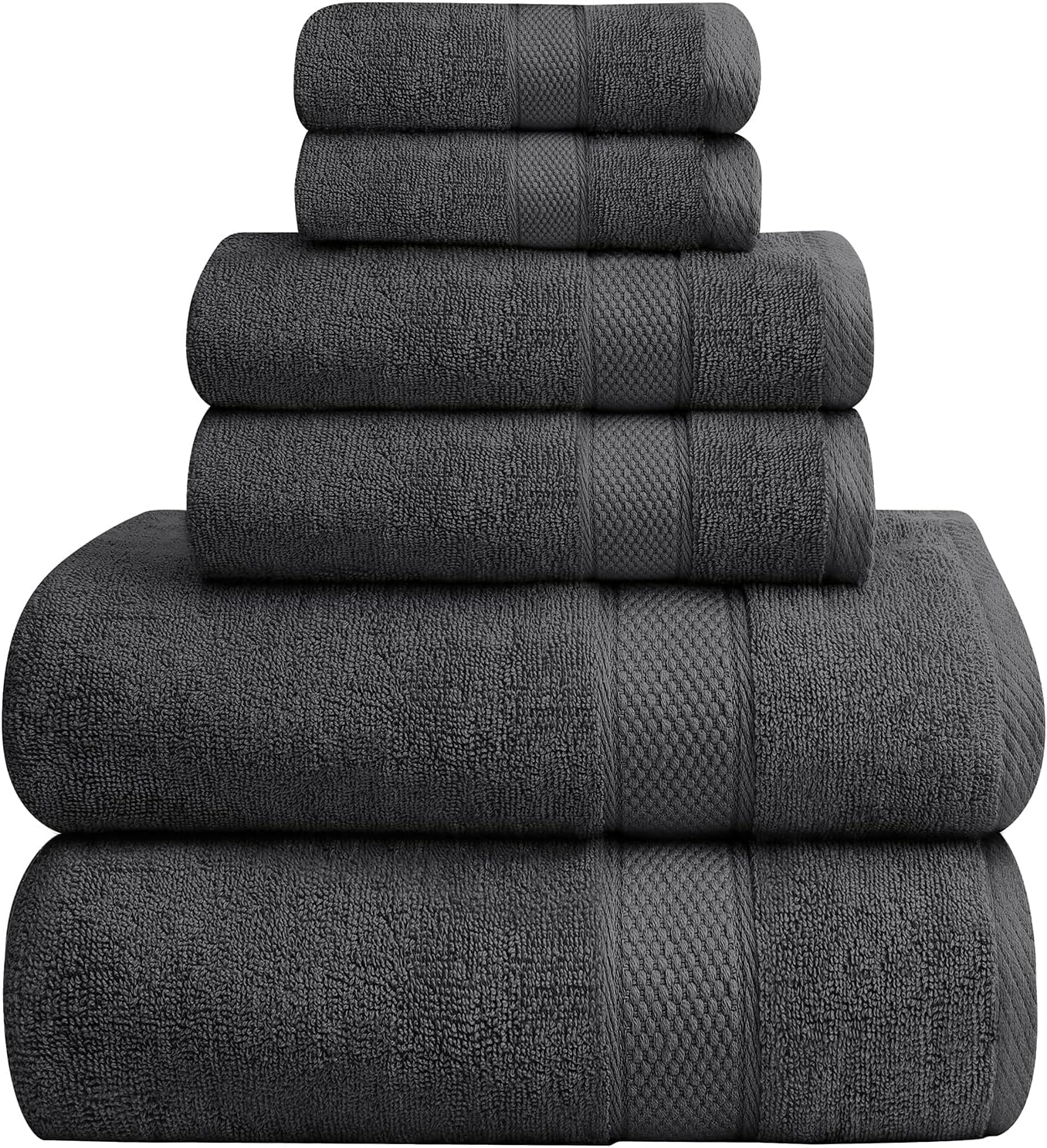 Oakias Premium Towel Set 600 GSM 6 Piece Grey - 100% Ring Spun Cotton Highly Absorbent Towels Set - Super Soft Bathroom Towel Set - Hotel Quality Double Stitched Hem - Ideal for Hotels, Spa, Gyms