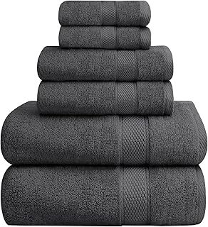 Oakias Premium Towel Set 600 GSM 6 Piece Grey - 100% Ring Spun Cotton Highly Absorbent Towels Set - Super Soft Bathroom Towel Set - Hotel Quality Double Stitched Hem - Ideal for Hotels, Spa, Gyms