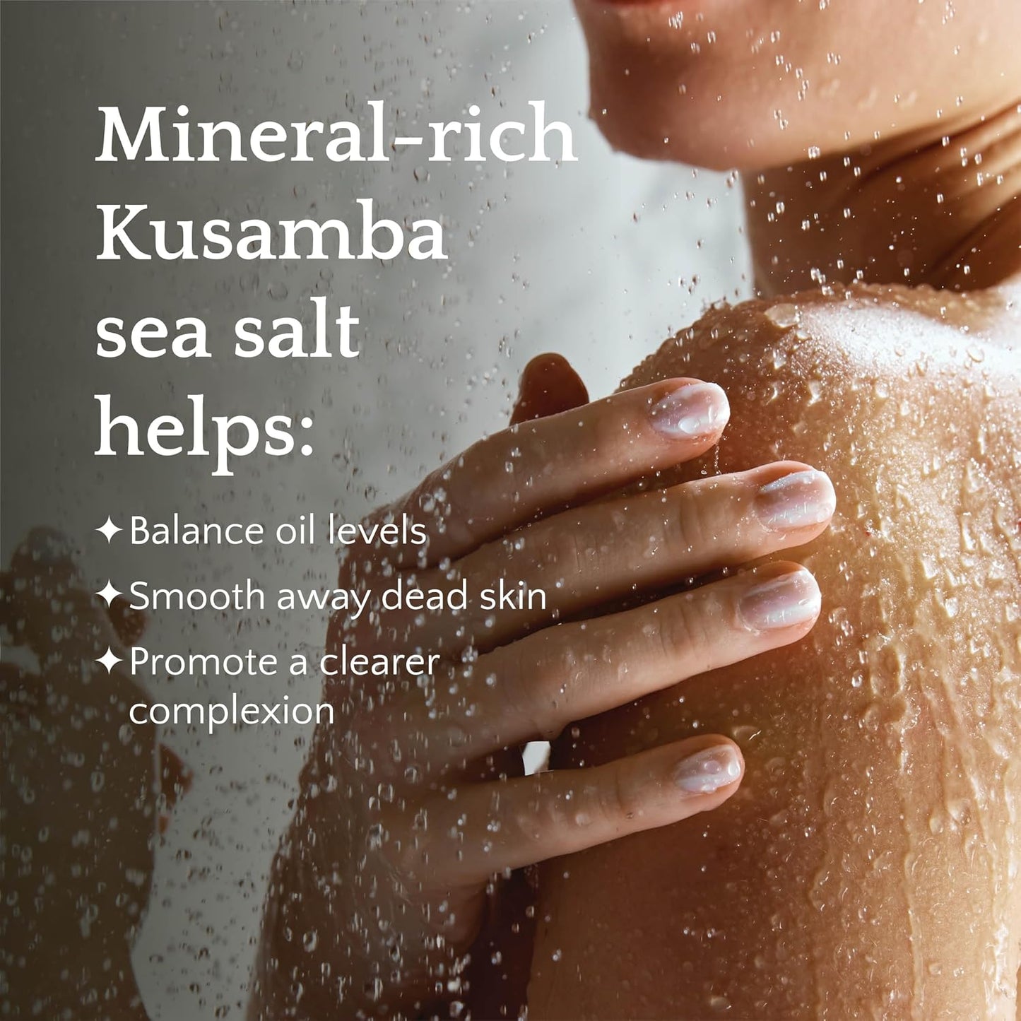 Seafoam Jasmine Shower Steamer Spray 6oz, Aromatherapy Mist with Kusamba Bali Seawater for Calming Scent and Spa-Like Shower Experience, Salt, Kusamba by QUR