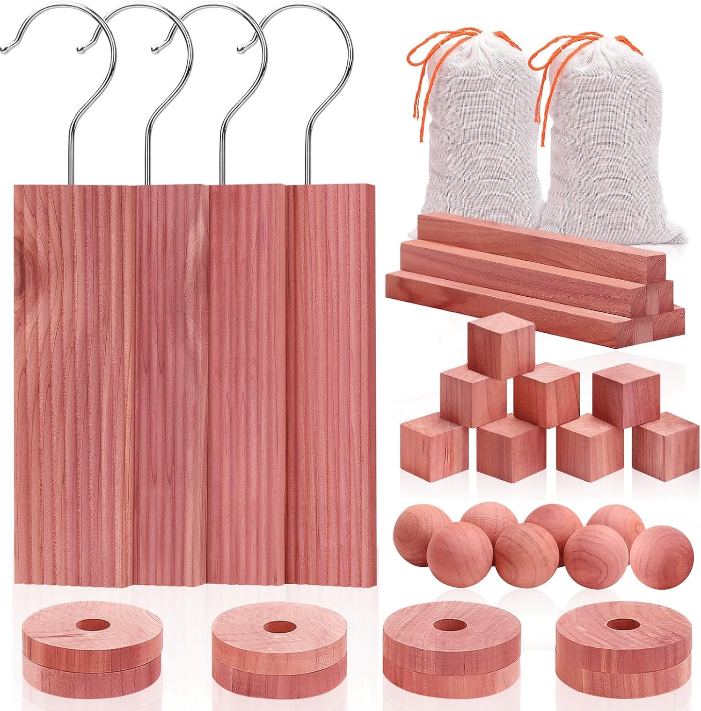 Homode Cedar Blocks for Clothes Storage, Set of 40, Cedar Chips for Closets and Drawers, Aromatic Cedar Wood Balls and Cedar Sachets, Cedar Closet Freshener