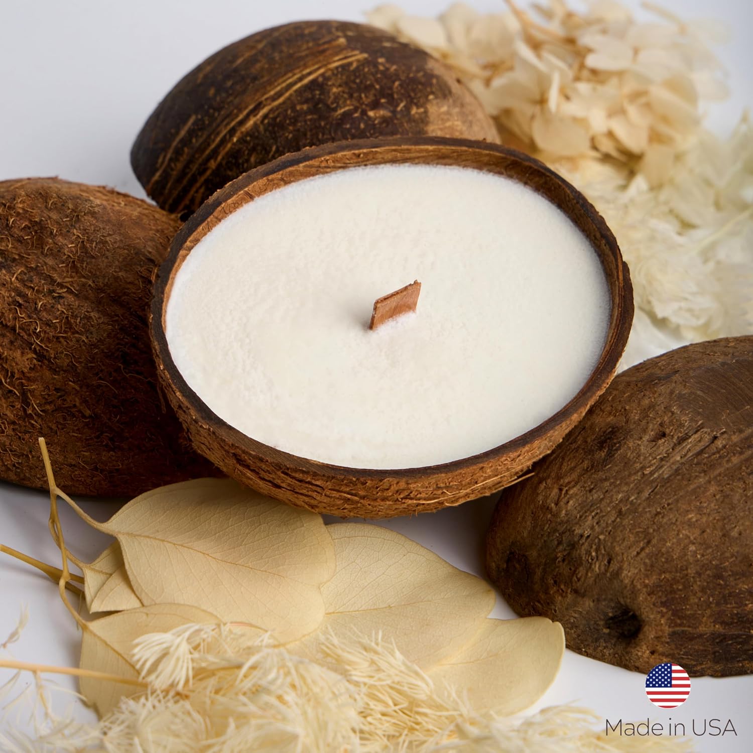 – Scented Candles Clearance | Coconut Shell Soy Wax Candle with Wooden Wick | Candles for Home Décor | Gift Idea for Women (1, Coconut)