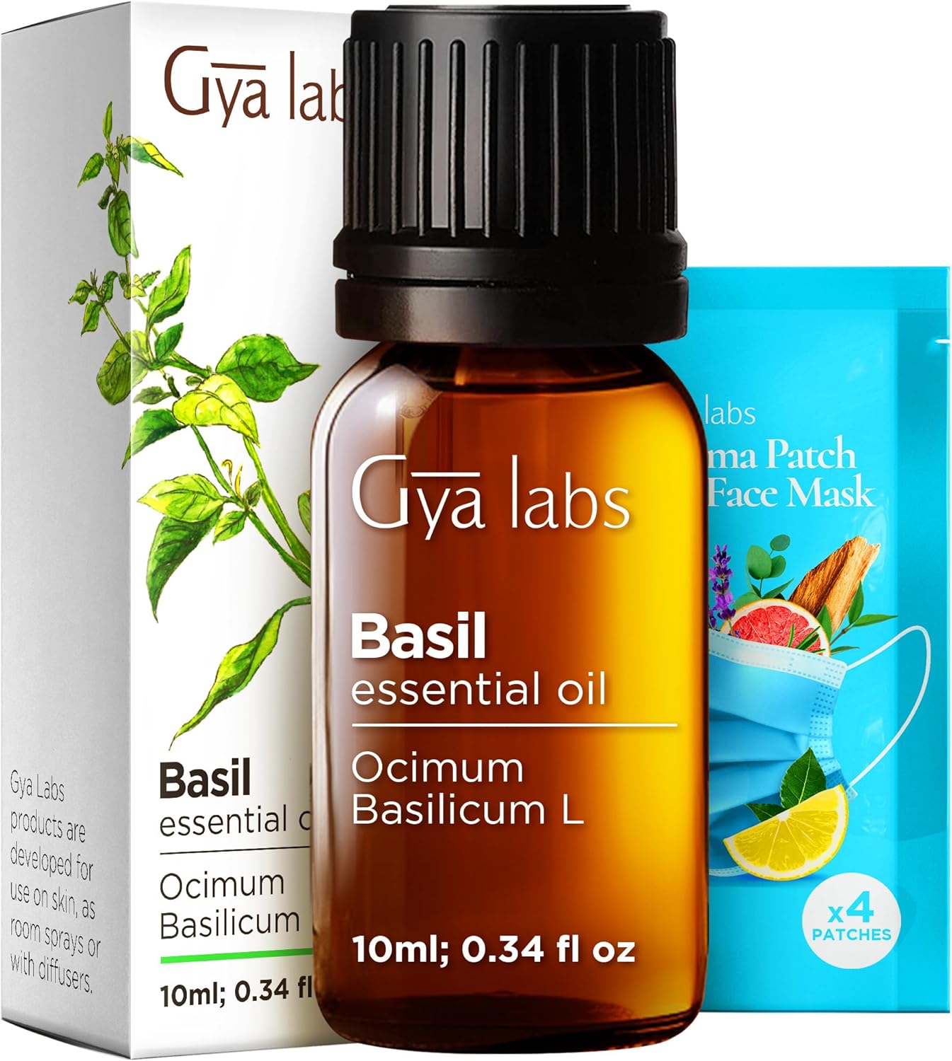 Mandarin Essential Oil for Skin & Basil Essential Oil for Diffuser Set - Aromatherapy Grade Essential Oils Set - 2x0.34 fl oz - Gya Labs