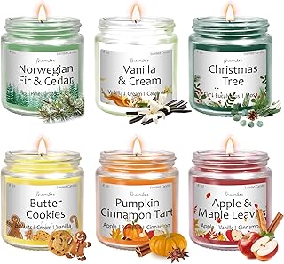 Christmas Candles Scented Candle Set: 6 Pack Christmas Scents Candle Bulk Home Scented - Holiday Candle Gifts for Women and Men - Scents of Christmas Tree/Spiced Pumpkin/Cookies/Apple/Vanilla/Fir