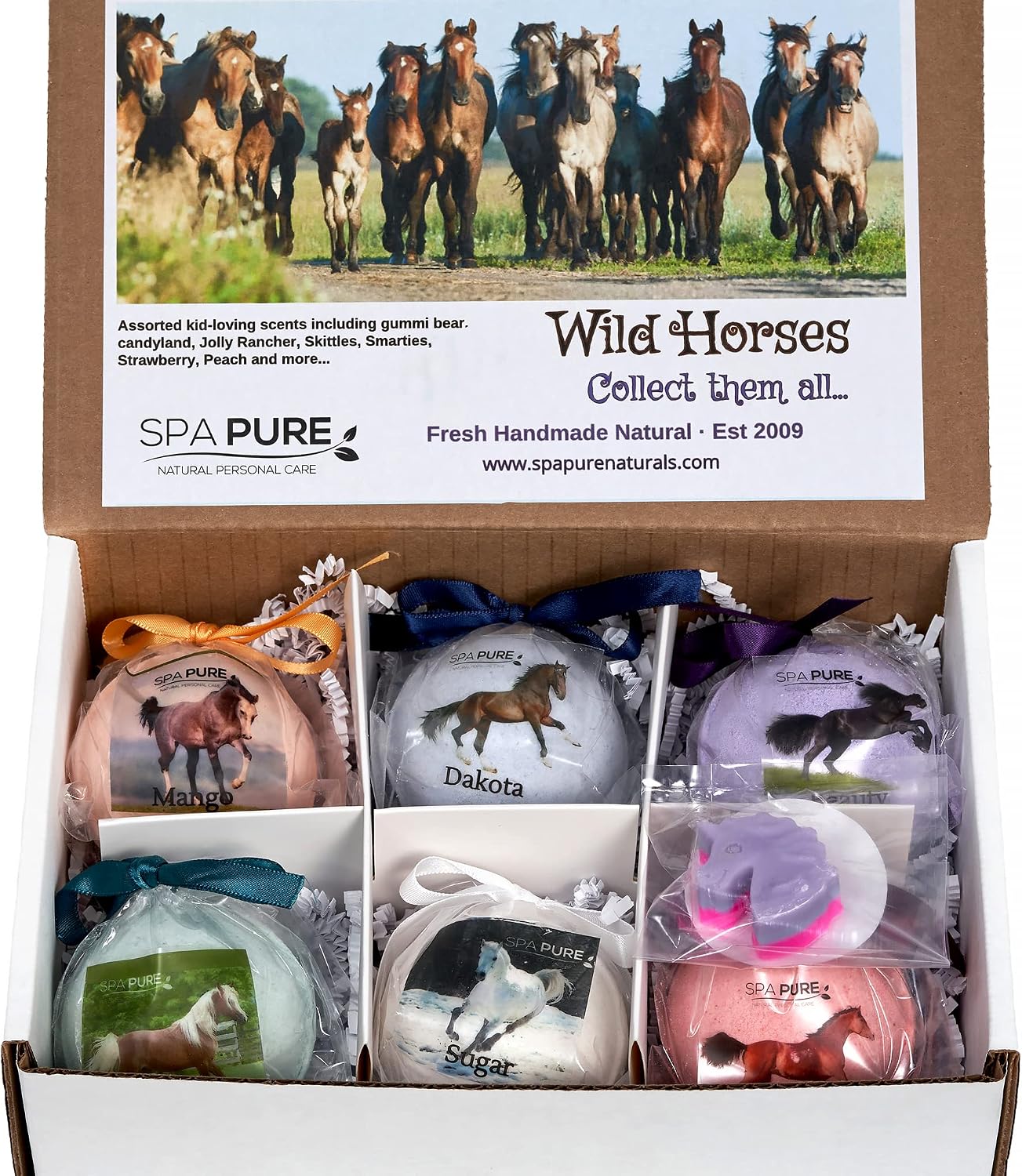 Wild Horses Bath Bombs: for Kids with 6 XL Bath Bombs with Surprise Horses Inside, USA Made, Handmade, Natural Bath Bombs, Birthday Gift idea for Kids, Spa Parties