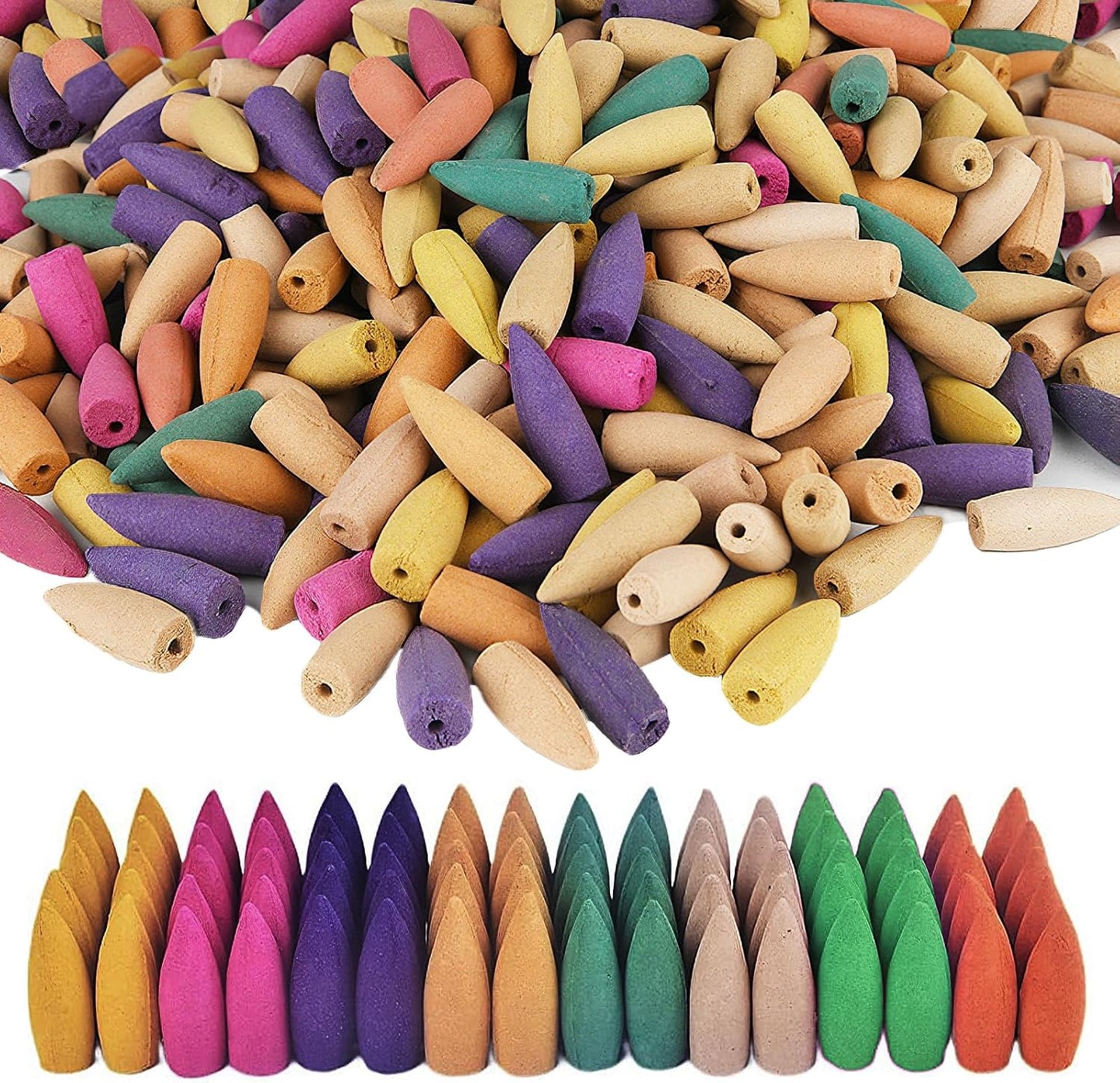 500Pcs Large Backflow Incense Cones for Waterfall - Natural Scents for Waterfall Incense Fits All Backflow Incense Burners, Meditation Yoga Aromatherapy, Scented Cones