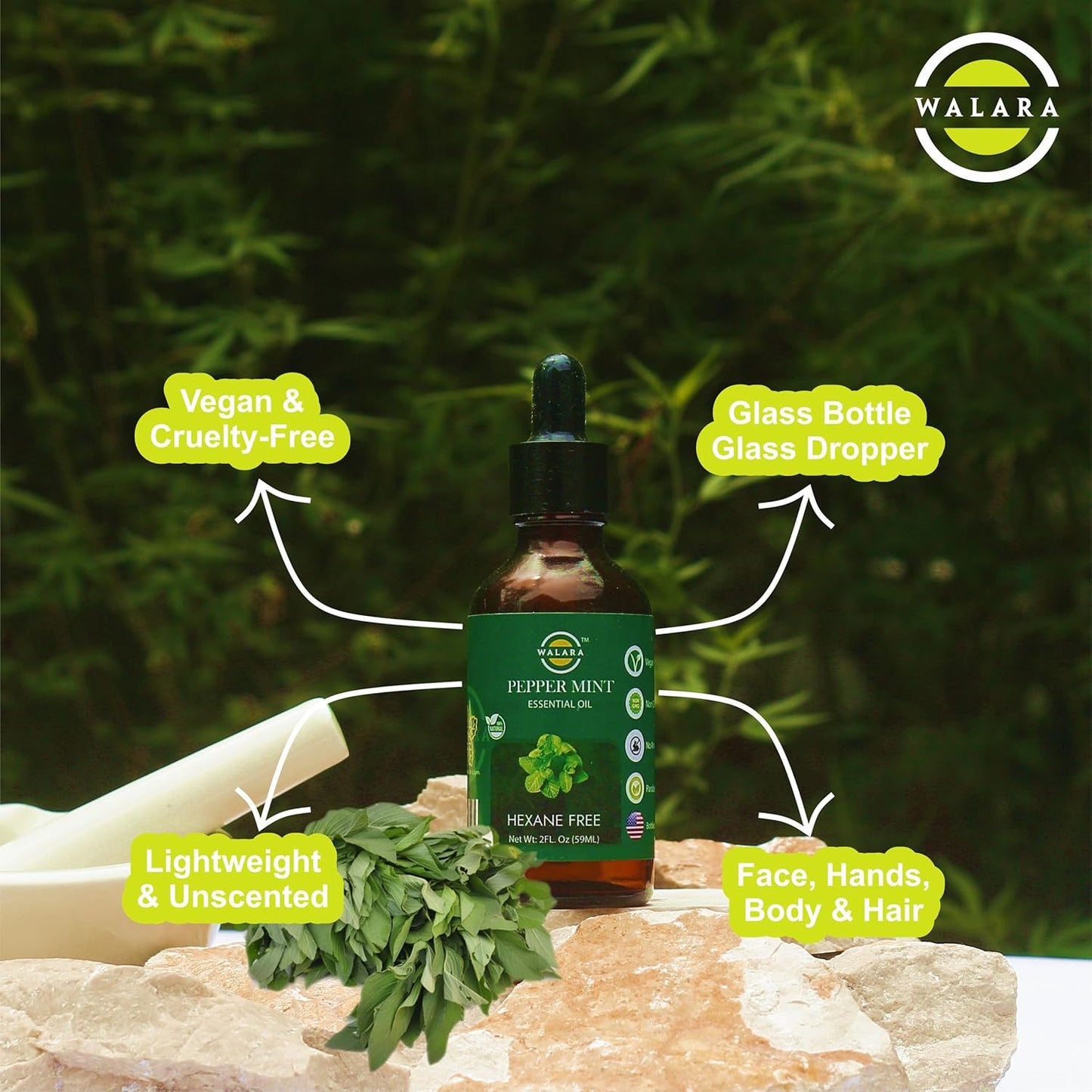 Peppermint Essential Oil - 2 oz | 100% Pure & Natural for Aromatherapy, Skin, Hair & Scalp Care