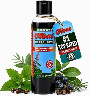 Olbas Herbal Bath 1 Pack, 8 fl oz (236 ml) Sore Muscle Bath Soak & Natural Muscle Relaxer Bath, Each Aromatic Swiss Formula with Essential Oils & Chlorophyll, Relaxing Bubble Bath for Men