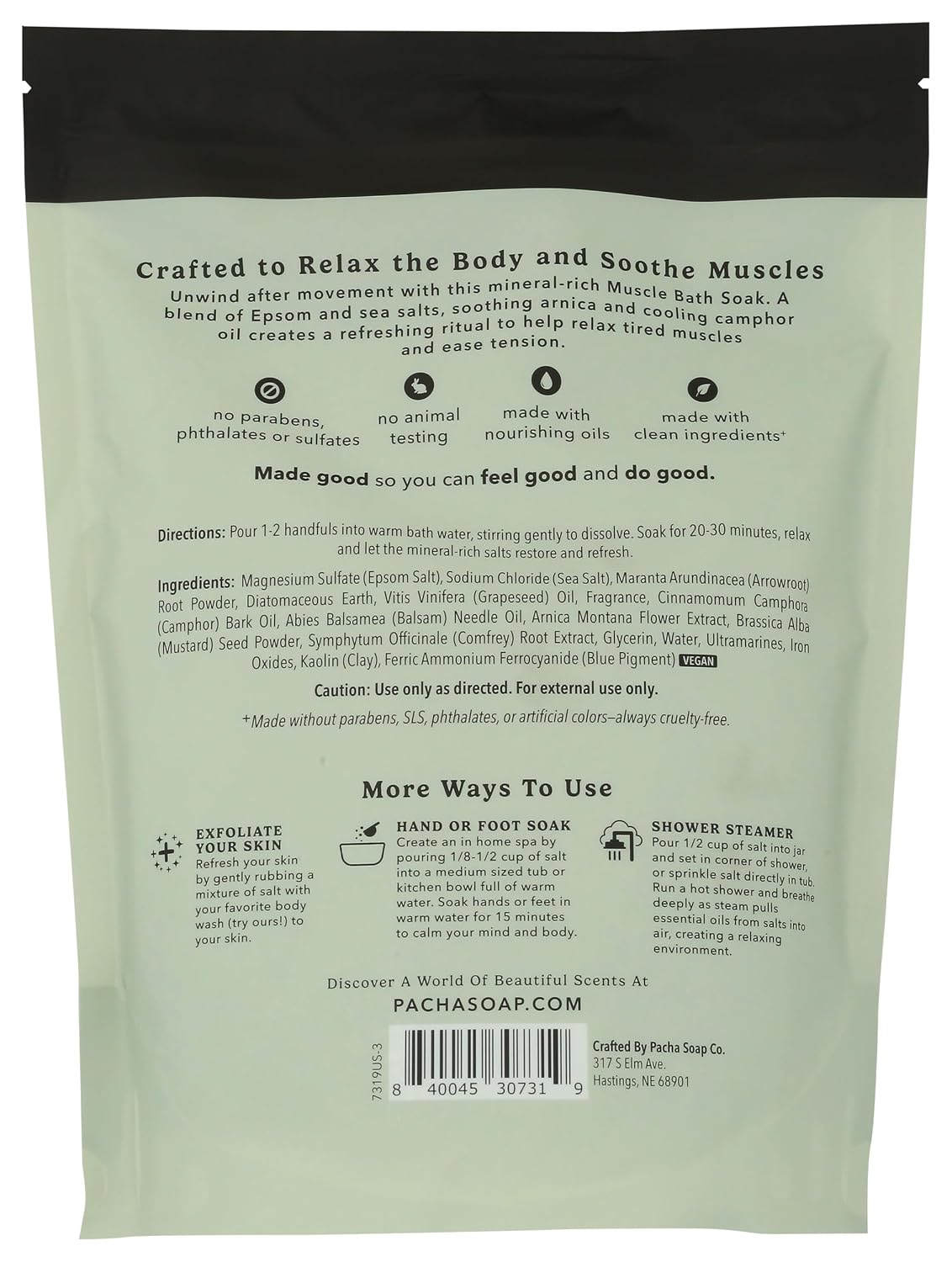 Pacha Soap Muscle Salt Soak, 32 OZ