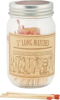 Esschert Design GT94 Long Matches in Glass Jar, 3"