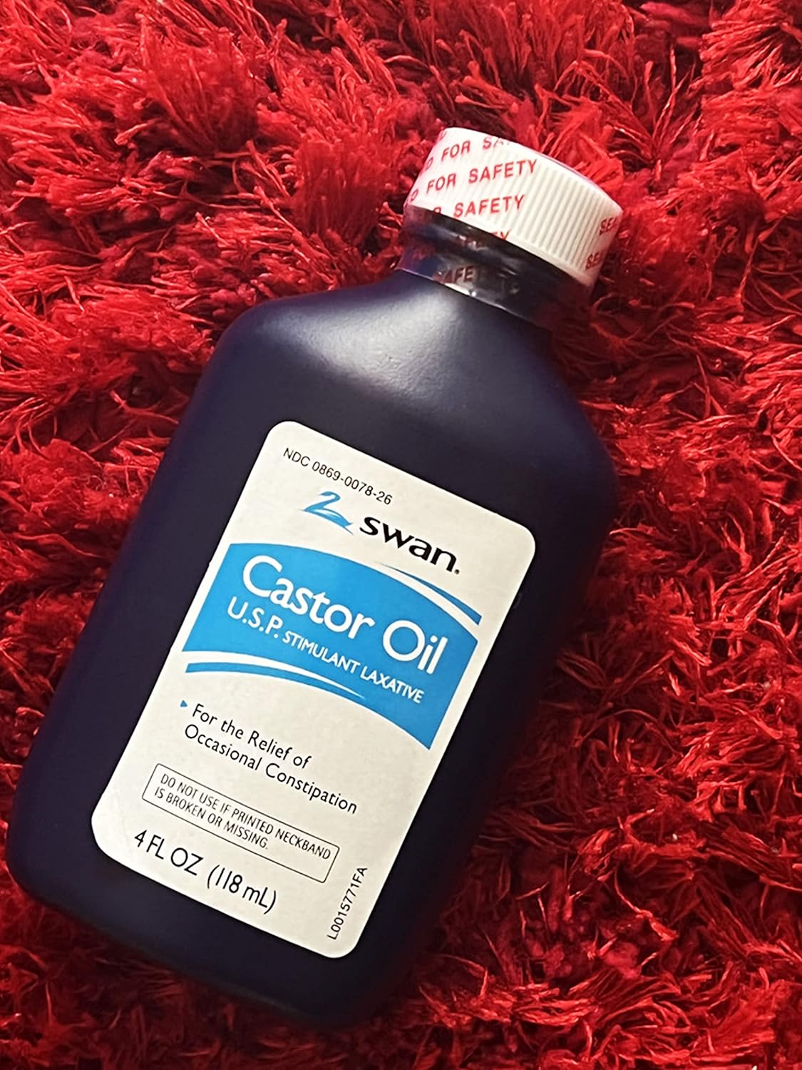 SWAN Castor Oil USP 100% Stimulant Laxative 4 FL OZ - For Relief of occasional Constipation