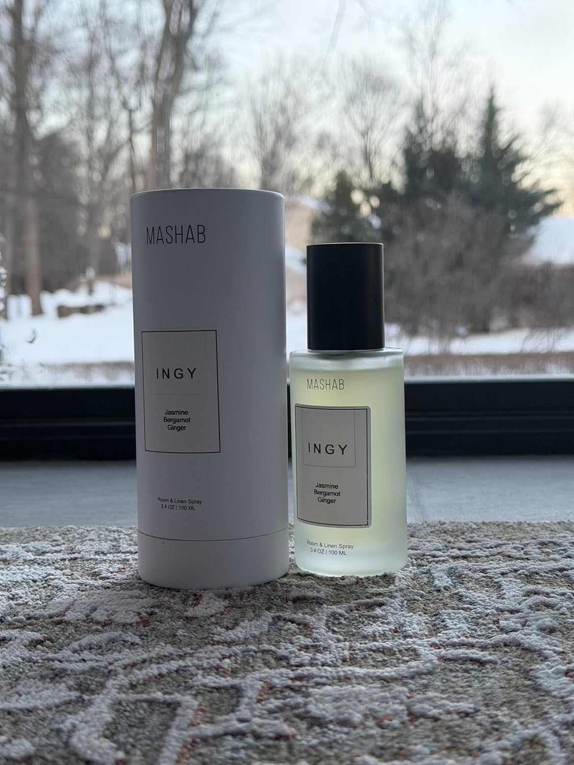 INGY by MASHAB - All-Natural Jasmine, Bergamot & Ginger Luxury Linen & Room Spray | Nonalcohol Aromatic Mist | Premium Glass Bottle (100 mL) gift for Birthday Anniversary Valentines Day Mothers Day