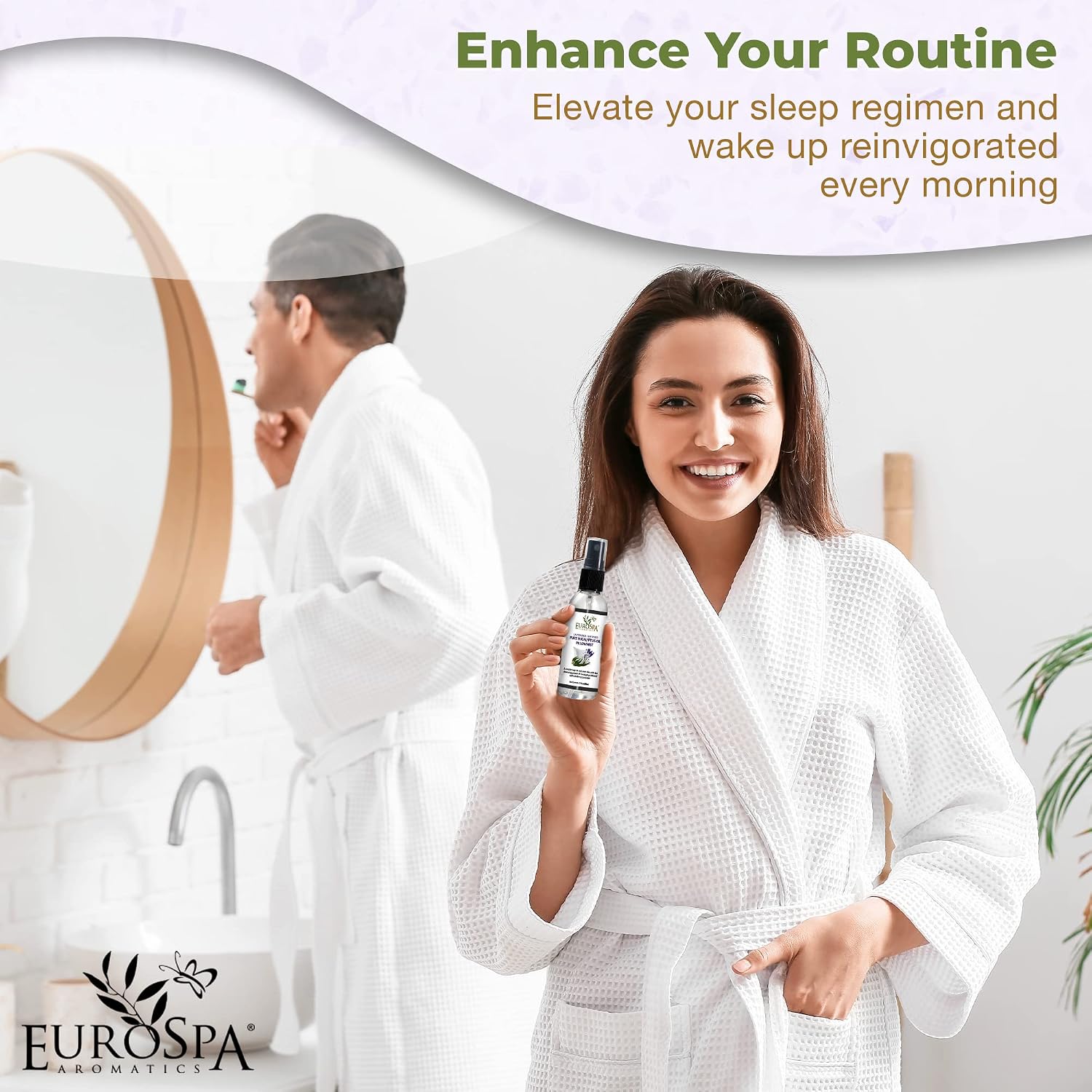 EuroSpa Aromatics Lavender-Infused Pure Eucalyptus Oil Pillow Mist Sleep Spray - Deep Sleep Pillow Spray - Lavender Bed Spray - Lavender Spray Sleep Mist - Lavender Linen Spray for Bedding - 2oz