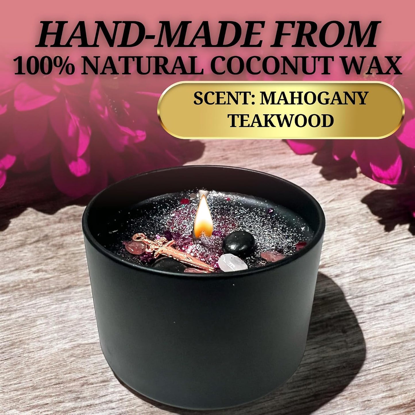 Protection Candle Spiritual Cleansing & Energy Shield | Hand-Poured Soy & Coconut Wax Ritual Candle with Crystals & Herbs | 4oz