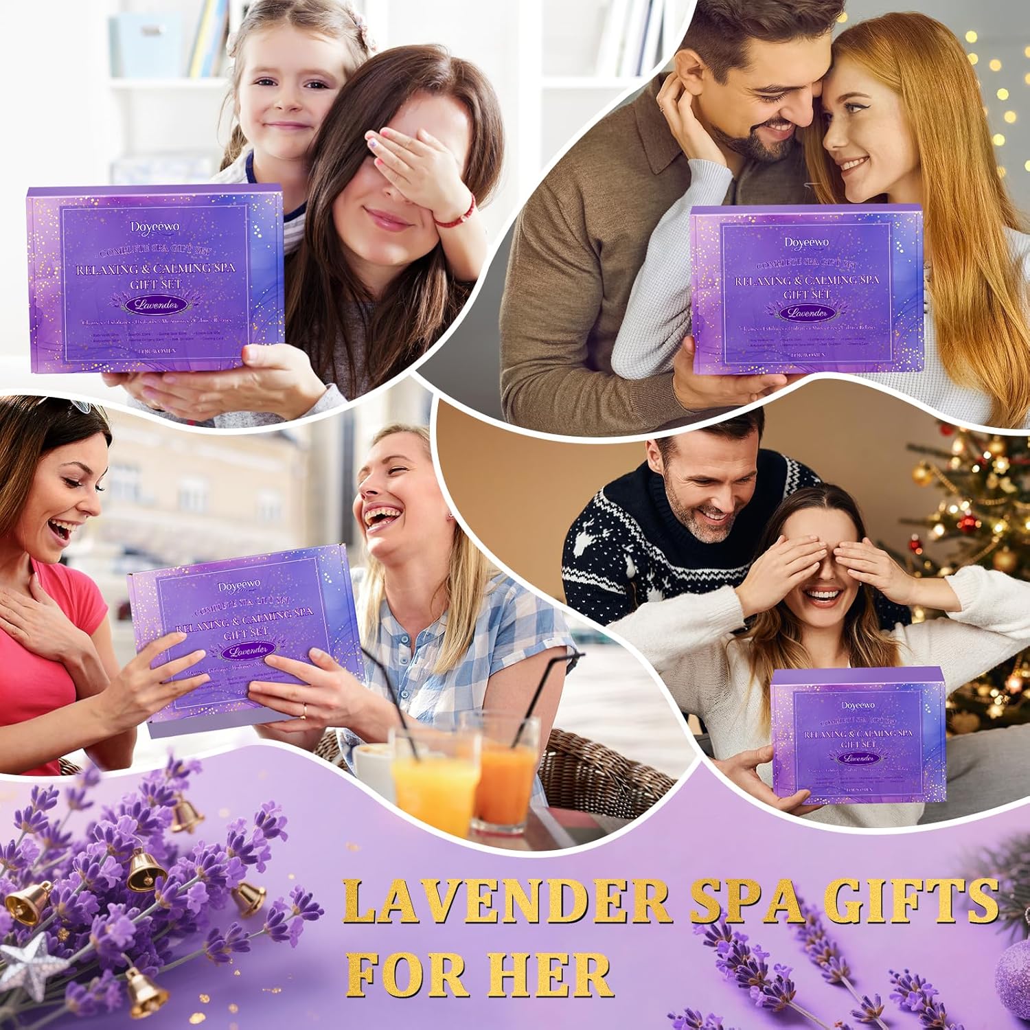 Spa Gifts for Women,Bath Body Care Wash Christmas Gifts Baskets for Women,Relaxation Calming Lavender Spa Set Home Self Care Shower Kit Birthday Valentines Stocking Stuffers for Mom Wife Sister