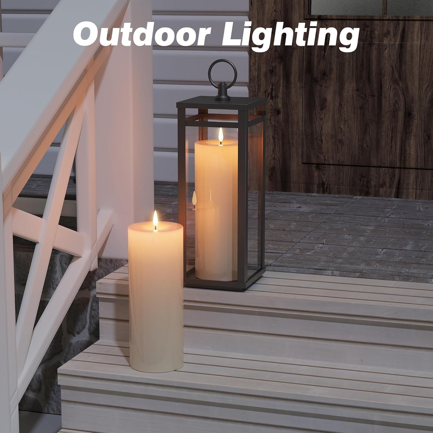 Patiphan 10" x 4" Large Outdoor Candles with Timer Waterproof Flickering Flameless Candles Battery Operated with Remote LED Fake Pillar Candles Realistic for Patio Larterns Porch, Ivory White 2 Pack