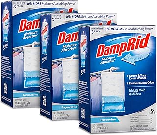 Damp Rid Hanging Bag Moisture Absorbers for Closet – Humidity Absorber & Odor Eliminator, Moisture Bags 3 Pack (15.4 oz Each), Fragrance Free– Ilios Packaging