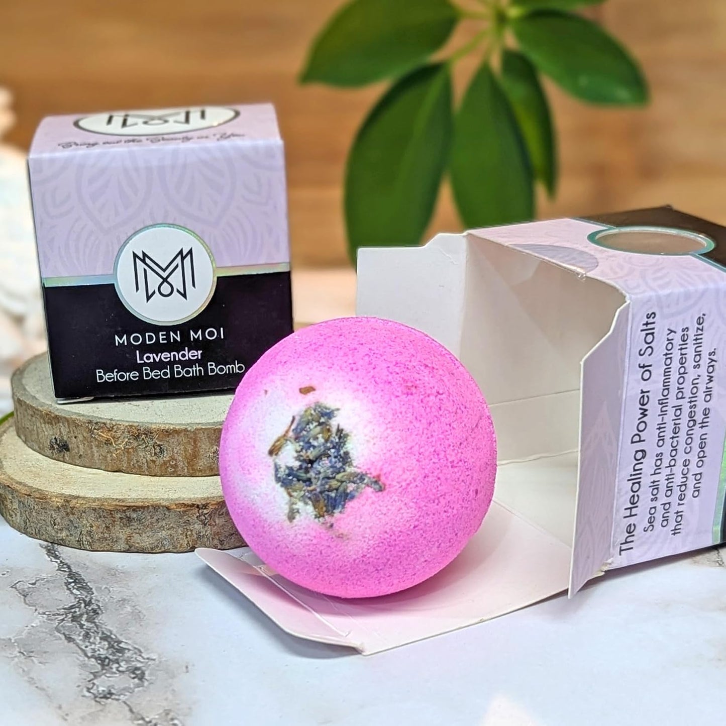 Lavender Bath Bomb for Sleep, Relaxation and Calming, Essential Oils and Sea Salt (6 Pack, Lavender)