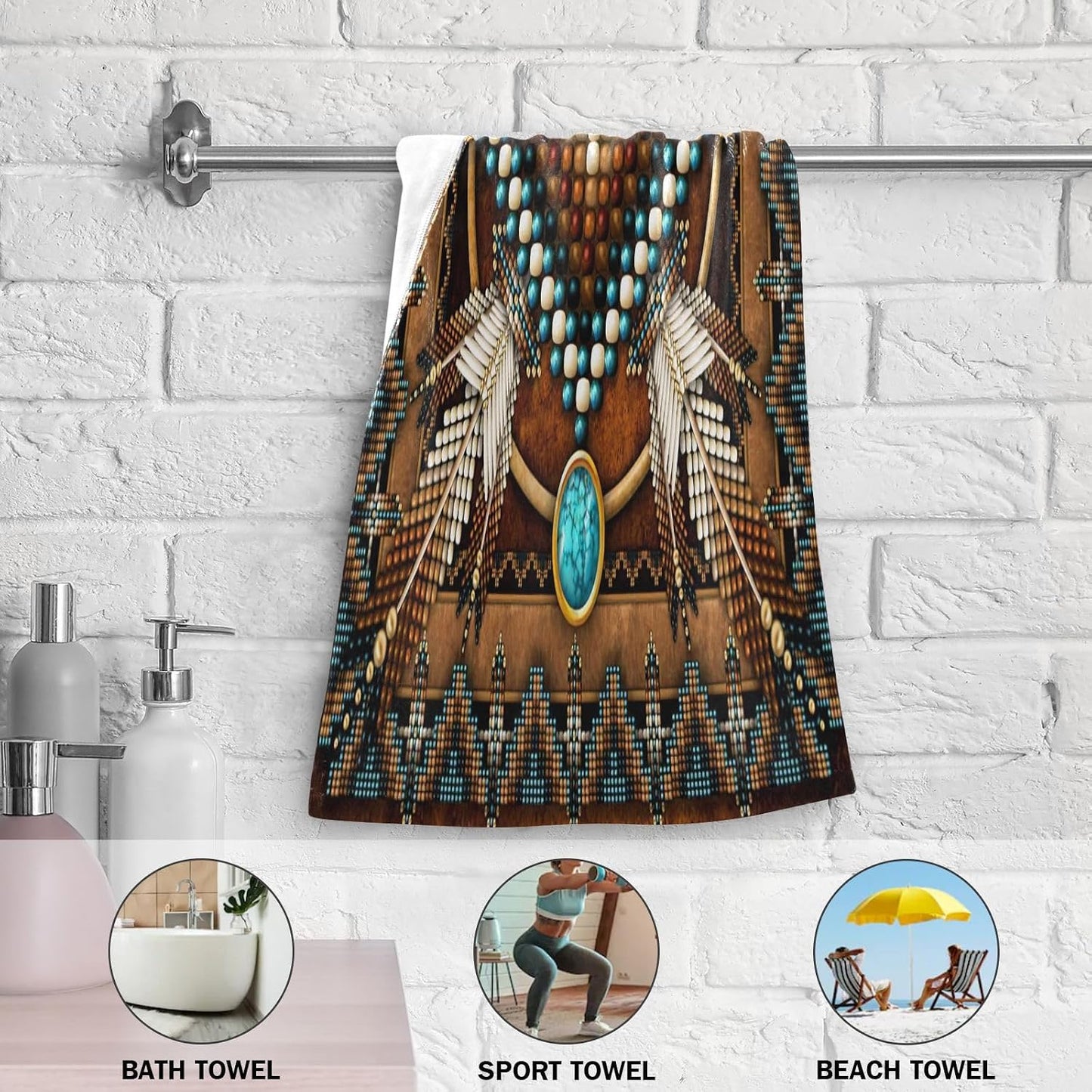 Southwestern Hand Towels for Bathroom Set of 2 Soft Absorbent Rustic Tribal Native American Indian Aztec Kitchen Towels,Decorative Brown Bathroom Towels for Bath Guest Spa Face Hair 14"x28"