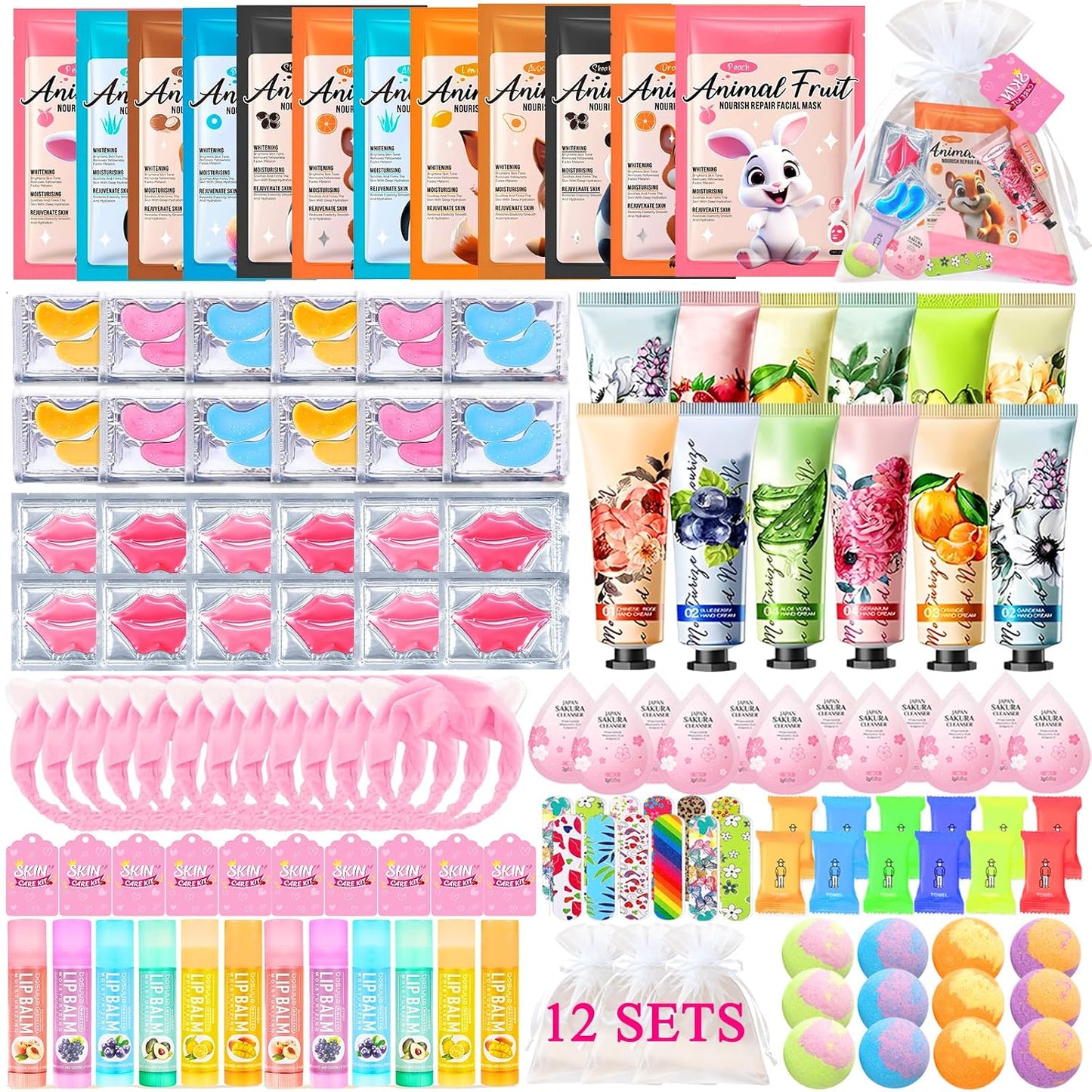 144 PCS Spa Party Supplies for Women,Spa Day Favors Essentials Include Face Masks Skincare, Lip Balm, Under Eye Patches, Foot Bath Bomb, Bulk Gifts For Women,Spa Kit Self Care