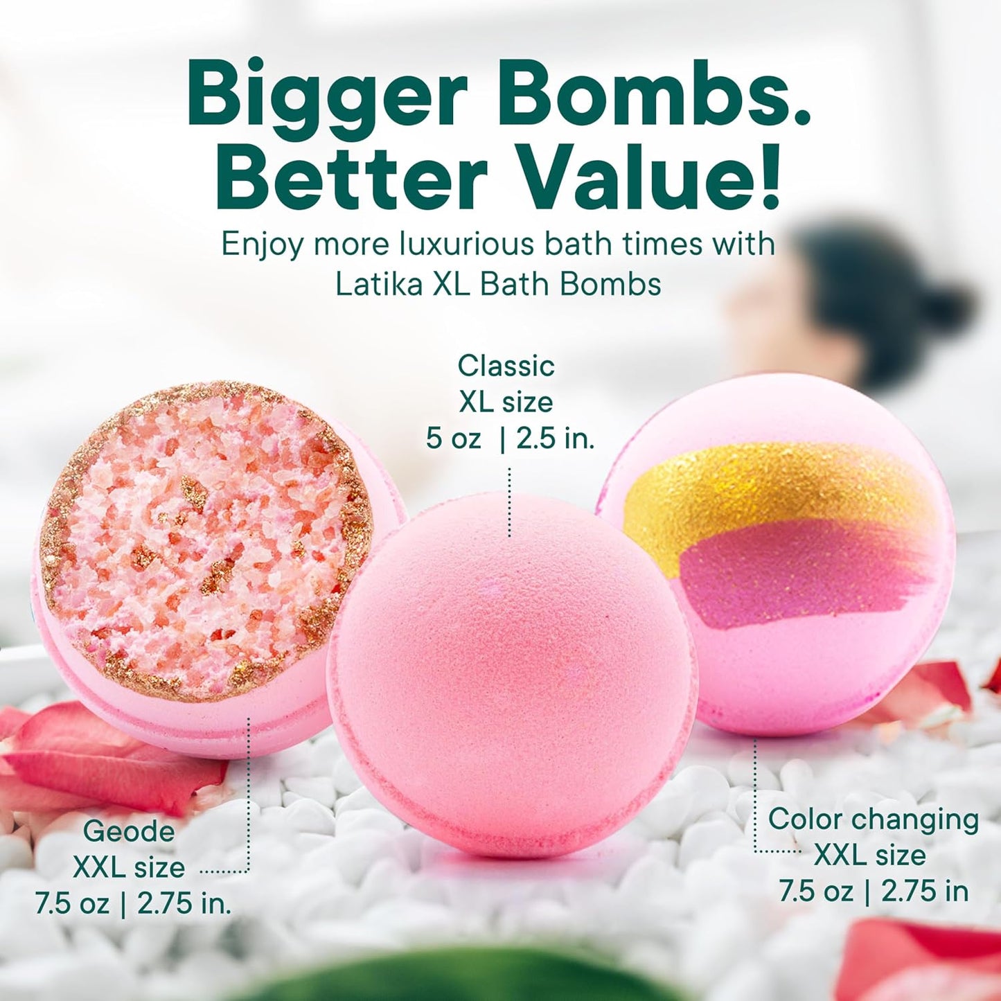 Latika Bath Bomb Rose Quartz Geode Crystal - Essential Oils for Ultimate Relaxation and Skin Nourishment