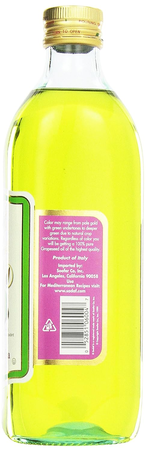 Sadaf Grapeseed Oil - Grape seed Oil for cooking - Healthy cooking oil - High Smoking Point - Cast Iron Seasoning, Skincare, Haircare, and make essential oils - Product of Italy. 33.8 Fl oz (1 L)