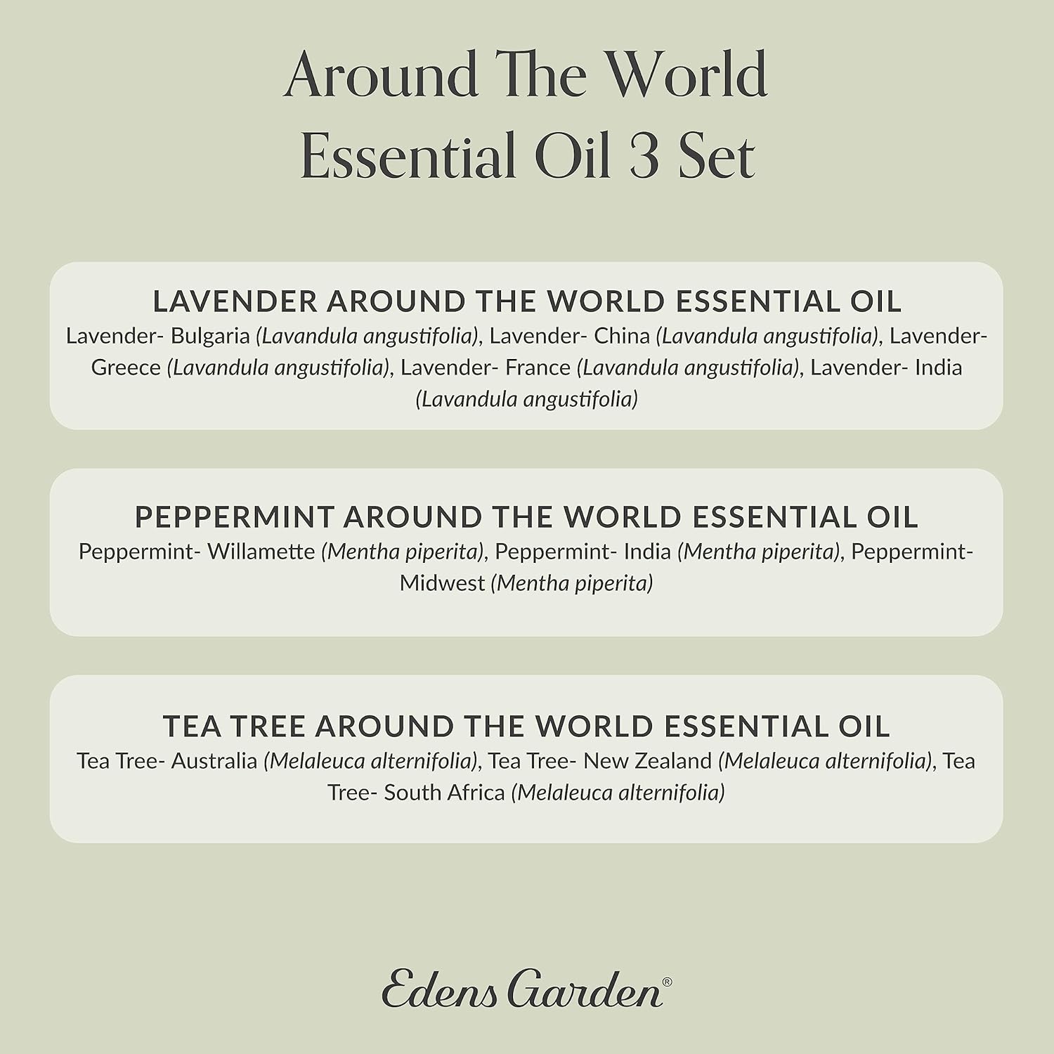 Edens Garden Essential Oils Around The World 3 Set – 100% Pure Therapeutic Grade Aromatherapy: Lavender, Peppermint & Tea Tree Oil for Diffusers & Home – No Fragrance & Undiluted, 10 ml/ 3 Pack