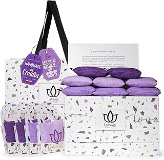 Lamiale Croatian Lavender Scented Sachets for Drawers and Closets – 12 Handmade Sachets, Natural Air Freshener, Moth Repellent, Thoughtful Gift for Her, Valentine's Day, Housewarming, Mother's Day