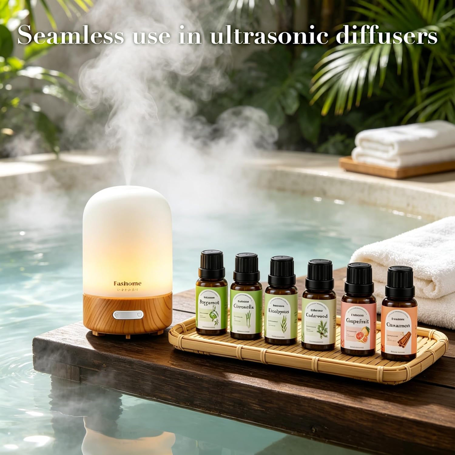 Fashome Grounding Woody & Earthy Essential Oil Blends for Diffuser & DIY - 6-Pack Plant-Based Scent Oils, Includes Cedarwood, Cinnamon, Citronella, Eucalyptus, Bergamot, Grapefruit - 10ml Each/60ml