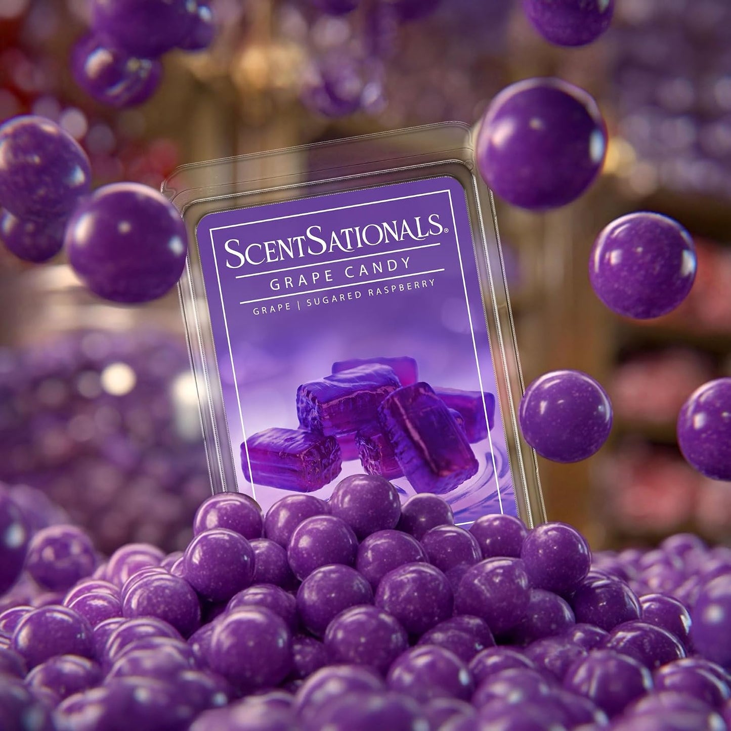 Scentsationals Grape Candy Scented Wax Melts - Grapes, Apple, & Raspberry Scent, 10oz (24 Cubes)