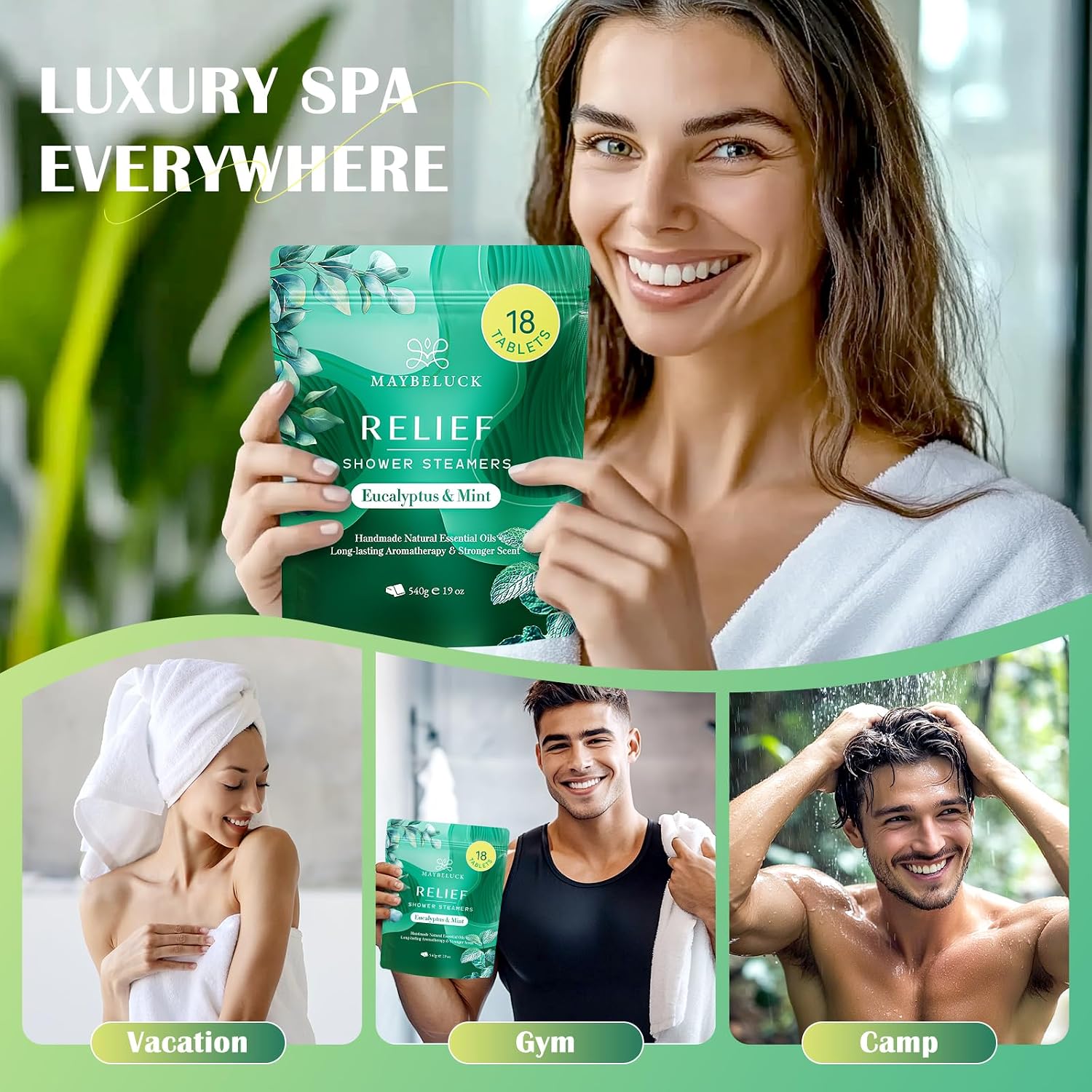 Shower Steamers Aromatherapy 18 Pack – Eucalyptus for Shower, Aromatherapy Graduation & Teacher Appreciation Gifts, Stress Relief & Relaxation Self Care Birthday Gifts– Eucalyptus & Mint