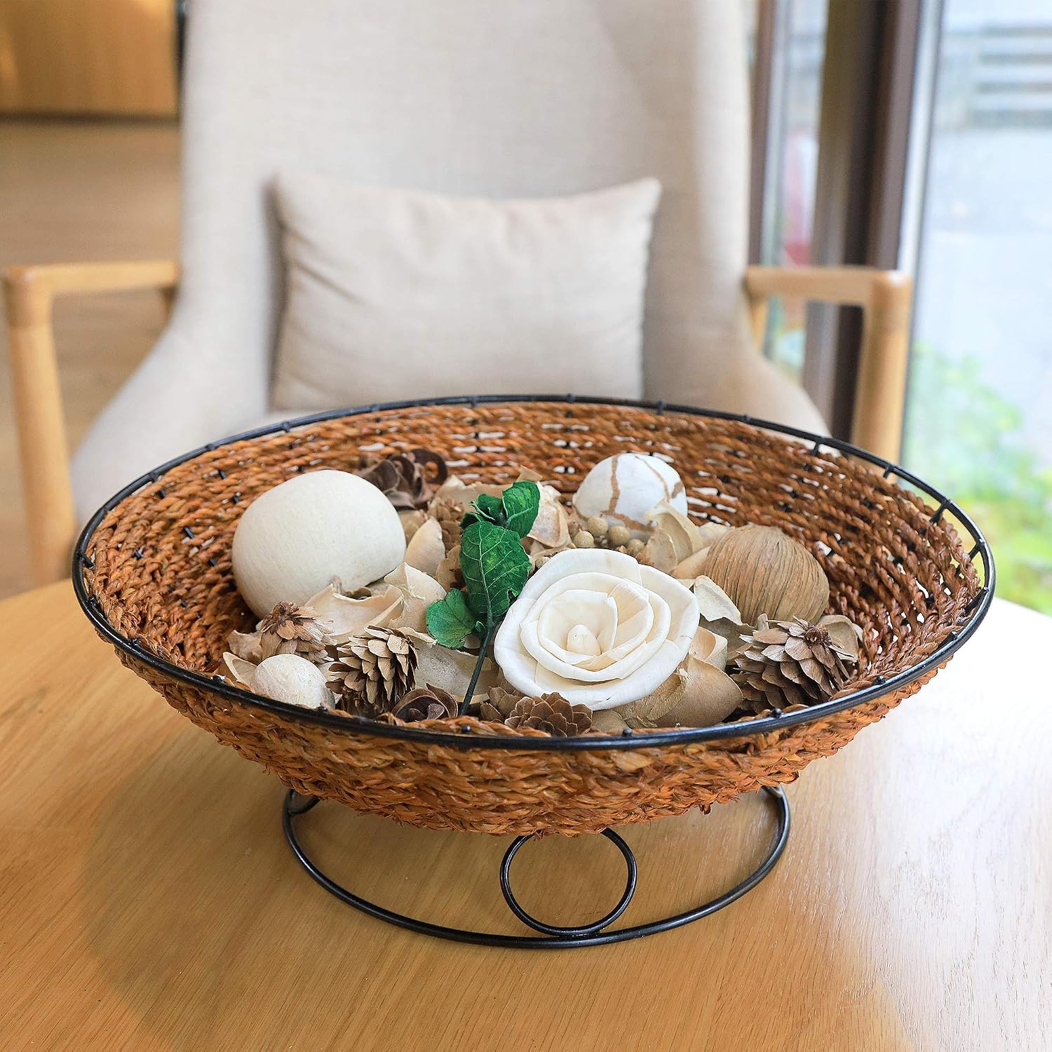 Qingbei Rina Spring Potpourri Dried Flowers,Peach Scented Decorative Potpourri Bowl Filler,Vase Filler,Home Fragrance Smell,Bathroom Decor,14 oz(White)