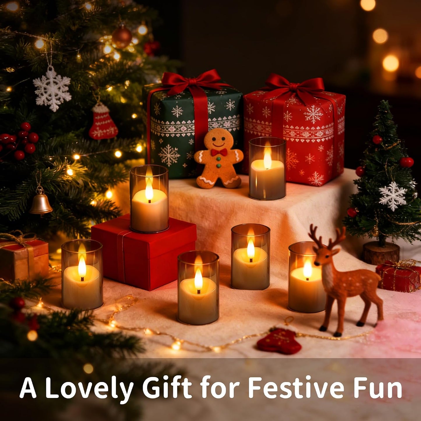 Rechargeable Flameless Candles with Timer Remote, 1.7"x2.6" Clear Acrylic LED Tea Lights Candles，Small Votive Electric LED Candles for Home Aniversary Wedding Holiday Decor Gray(6 Pack)