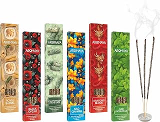 Masala Incense Sticks with Natural Wood Chips | Hand Rolled Bundle | 6-Box Gift Set with 90 Sticks | Aromatherapy for Home, Meditation & Yoga | Core Collection