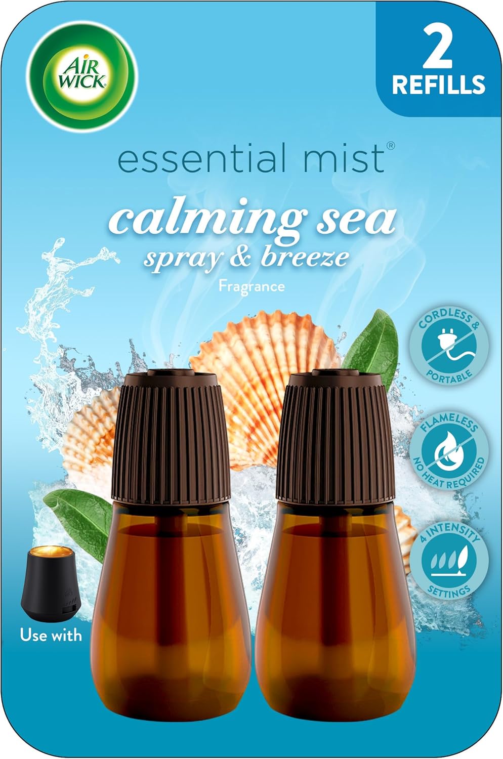 Air Wick Essential Mist Oil Diffuser Refills, Air Freshener, Calming Sea Spray & Breeze, 2 Count