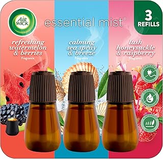 Air Wick Essential Mist Refill Multipack - Watermelon & Berries, Sea Spray & Breeze, Honeysuckle & Raspberry, 3 Count