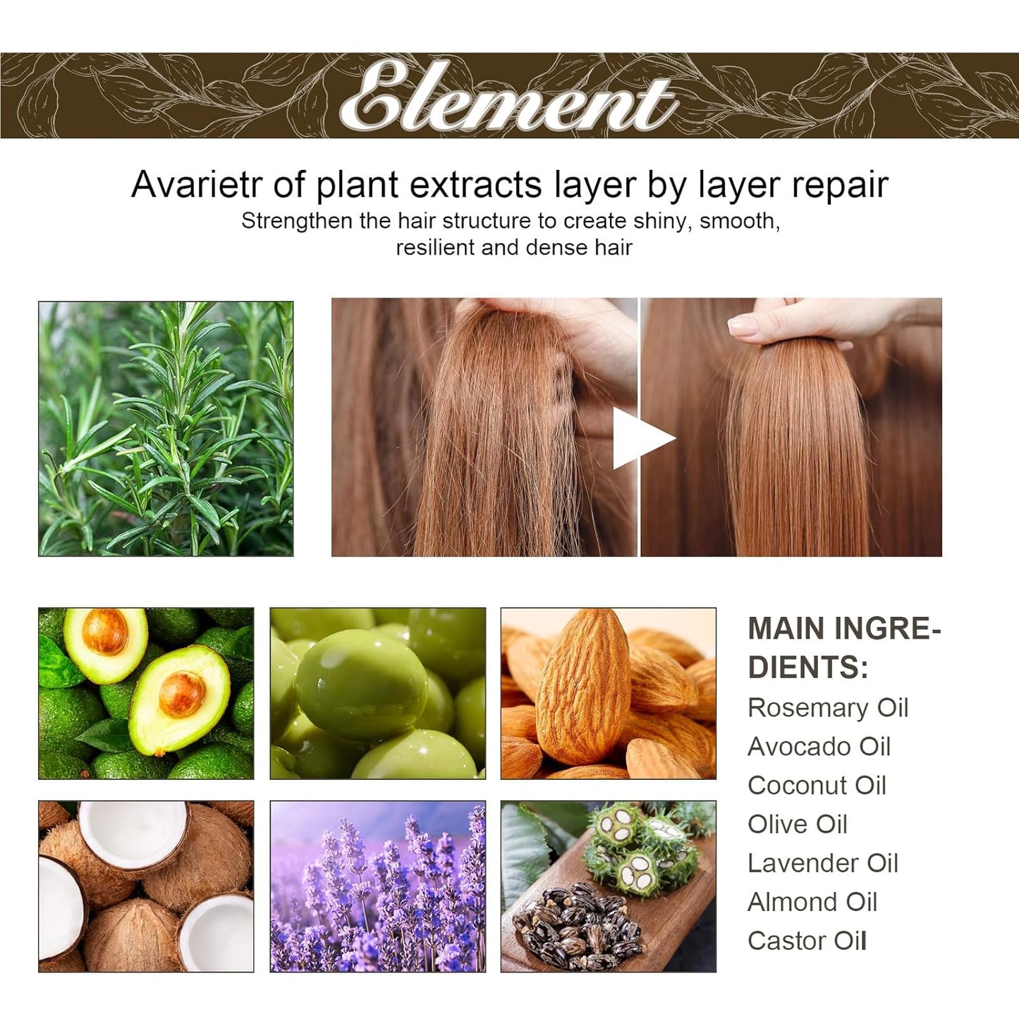 180 ML Natural Hair Growth Oil, Carvenchi Organic Rosemary Oil for Dry Damaged and Growth Thin Hair.