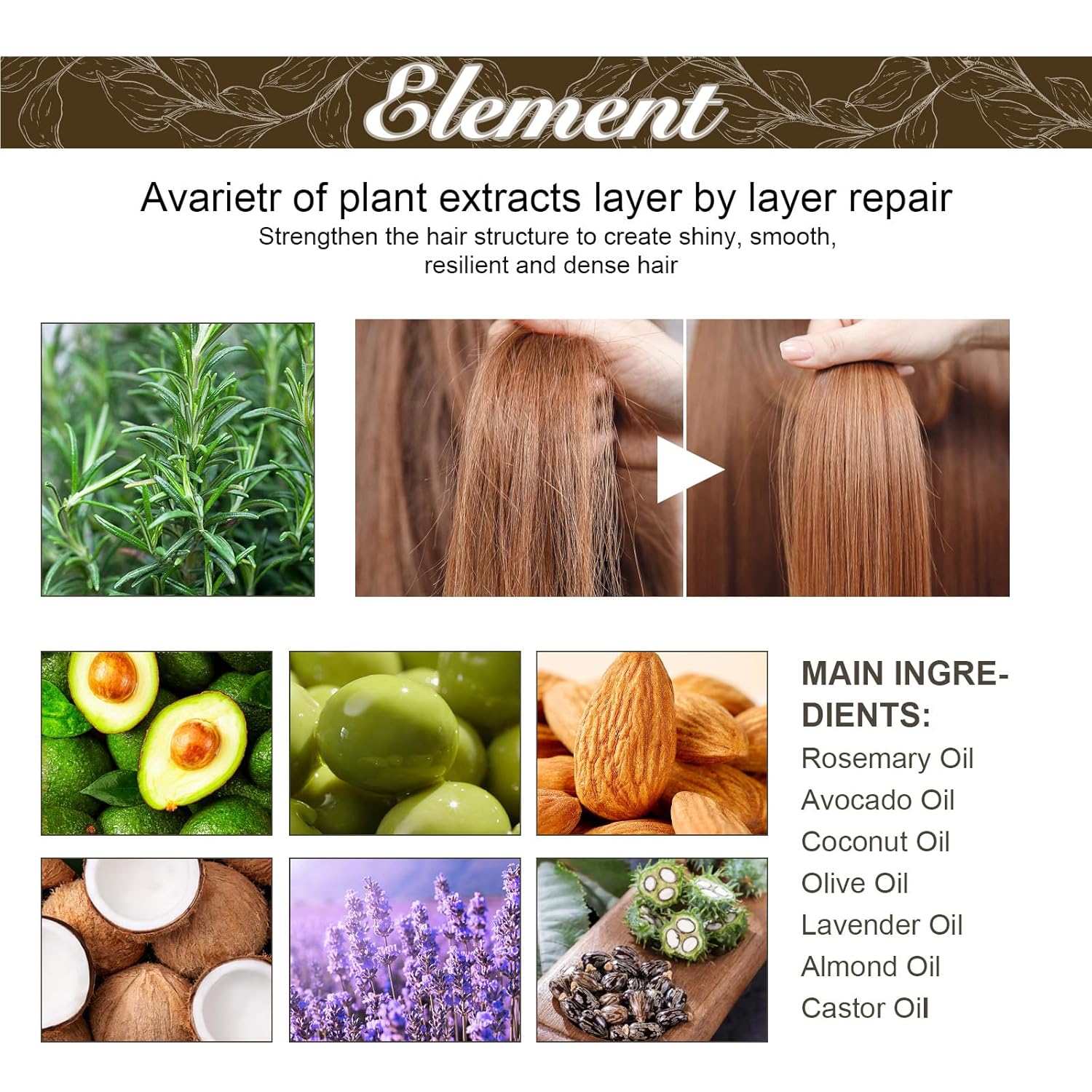 180 ML Natural Hair Growth Oil, Carvenchi Organic Rosemary Oil for Dry Damaged and Growth Thin Hair.